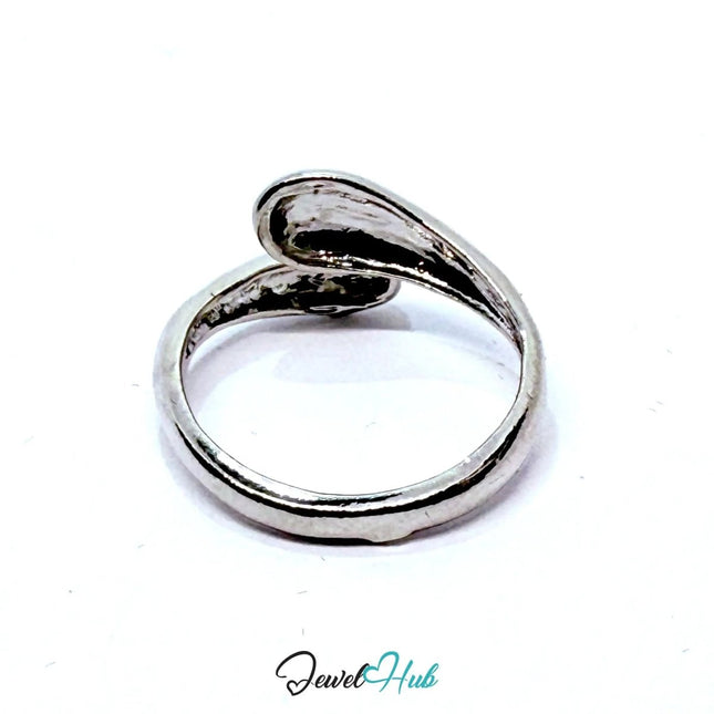 Teardrop Wrap Form Zinc Ring – Sculptural Minimalism in Silver - JewelHub.co.uk