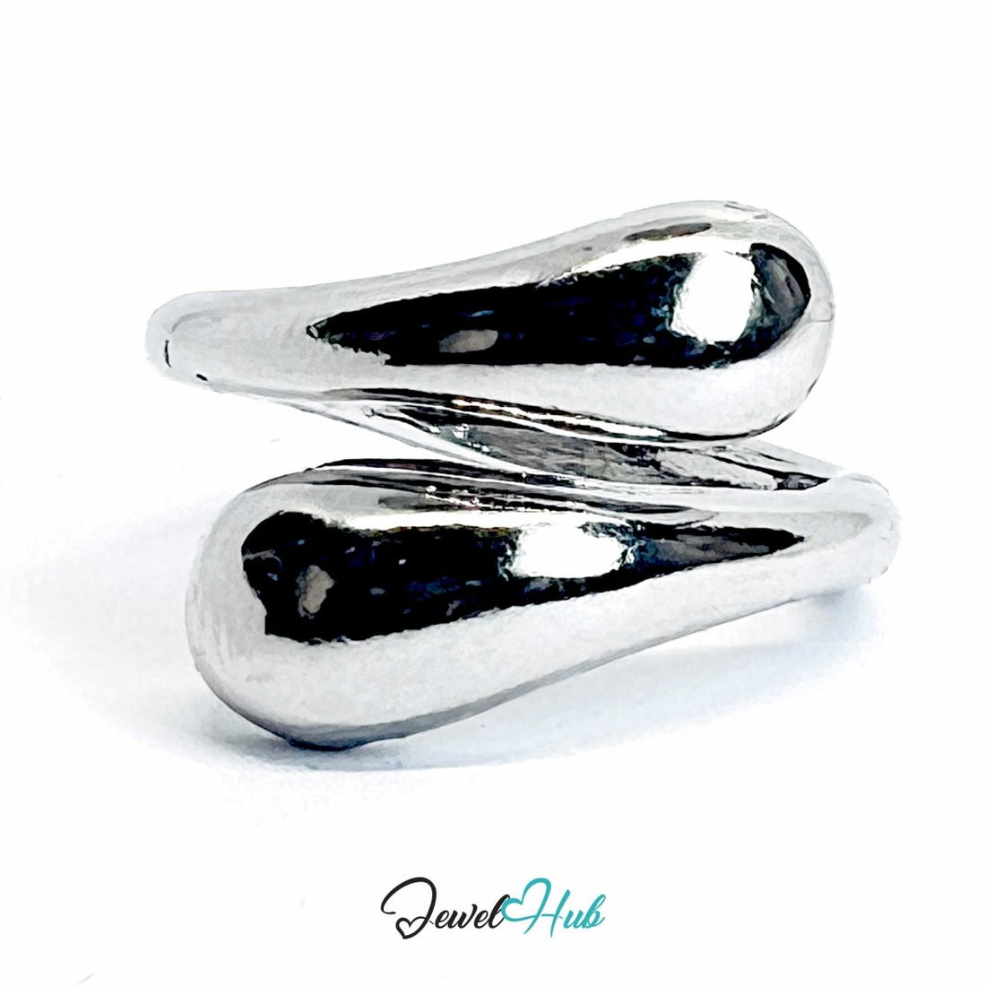Teardrop Wrap Zinc Alloy Ring – Adjustable Sculptural Band - JewelHub.co.uk