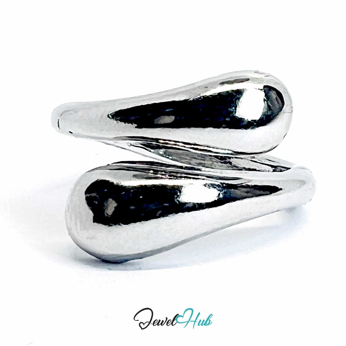 Teardrop Wrap Zinc Alloy Ring – Adjustable Sculptural Band - JewelHub.co.uk