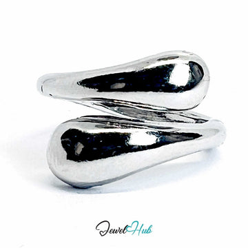 Teardrop Wrap Zinc Alloy Ring – Adjustable Sculptural Band - JewelHub.co.uk