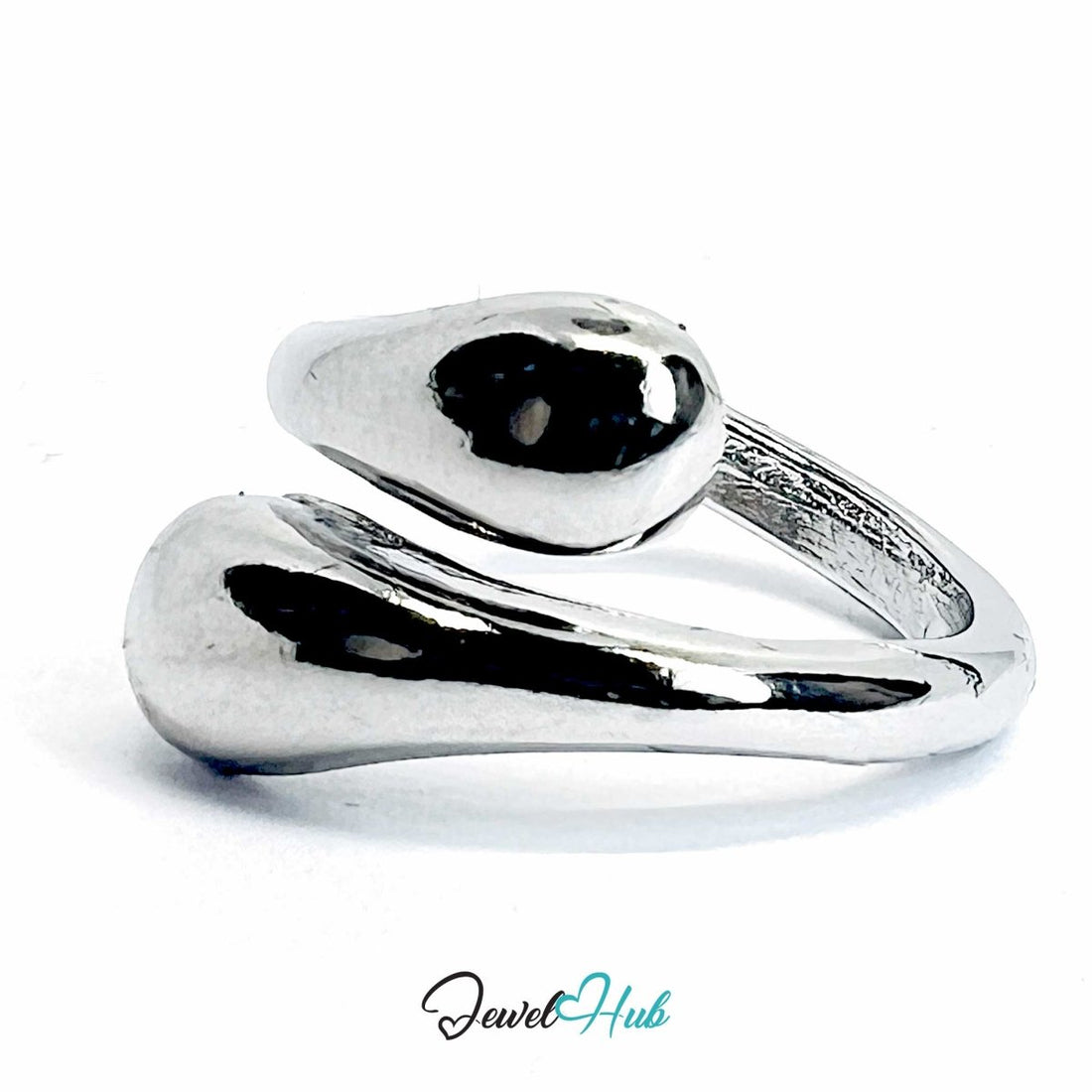 Teardrop Wrap Zinc Alloy Ring – Adjustable Sculptural Band - JewelHub.co.uk