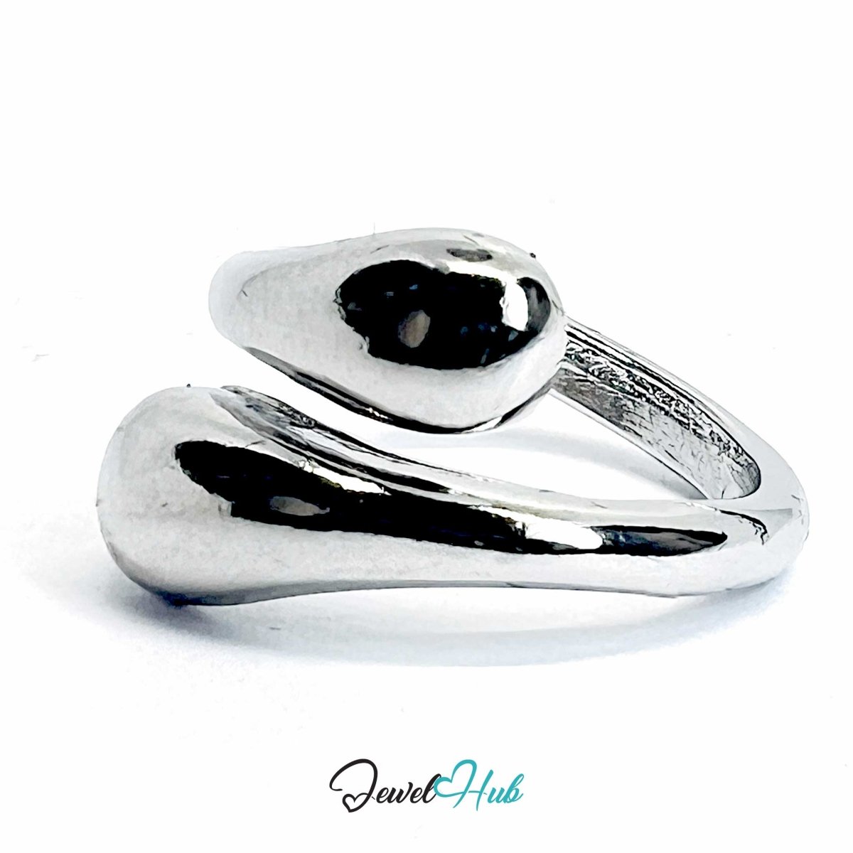 Teardrop Wrap Zinc Alloy Ring – Adjustable Sculptural Band - JewelHub.co.uk