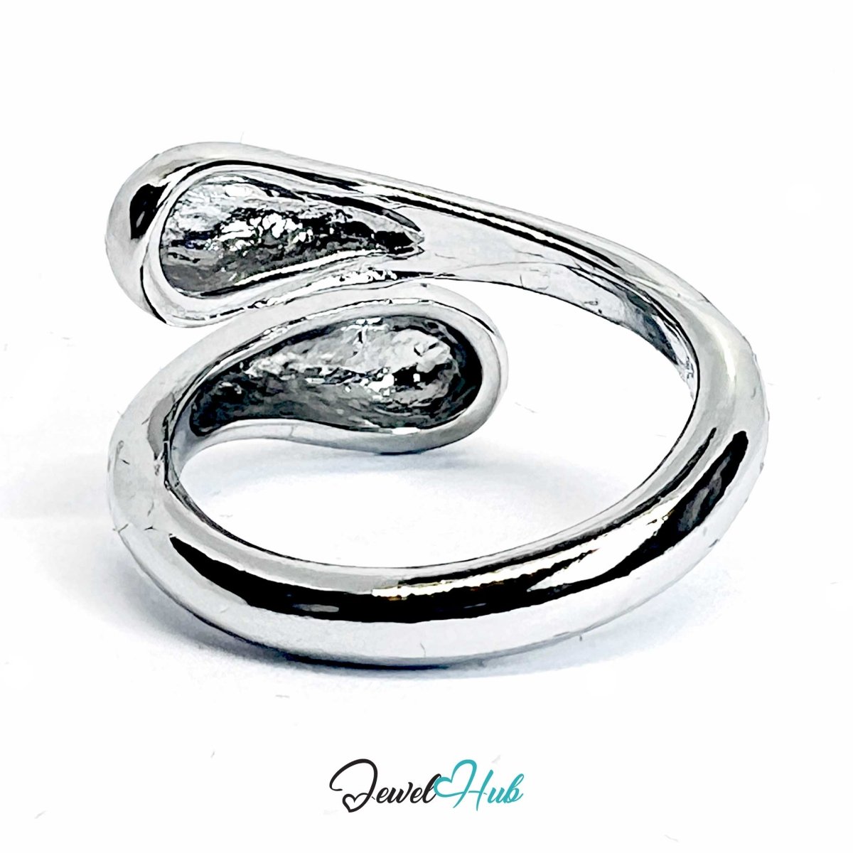 Teardrop Wrap Zinc Alloy Ring – Adjustable Sculptural Band - JewelHub.co.uk