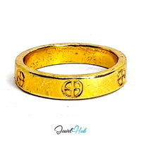 Textured Cross Gold-Plated Ring – Hammered Wi
