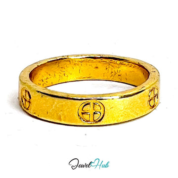 Textured Cross Gold - Plated Ring – Hammered Wide Band Statement - JewelHub.co.uk