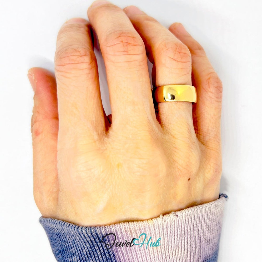 ThickBold Band Gold - Plated Zinc Ring · Sculptural Open Cuff - JewelHub.co.uk