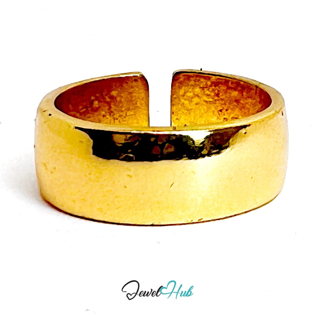 ThickBold Band Gold - Plated Zinc Ring · Sculptural Open Cuff - JewelHub.co.uk