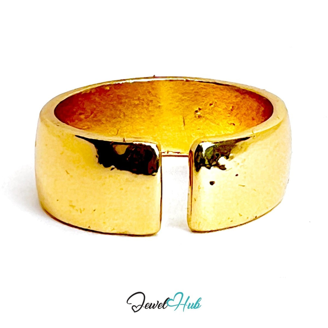 ThickBold Band Gold - Plated Zinc Ring · Sculptural Open Cuff - JewelHub.co.uk