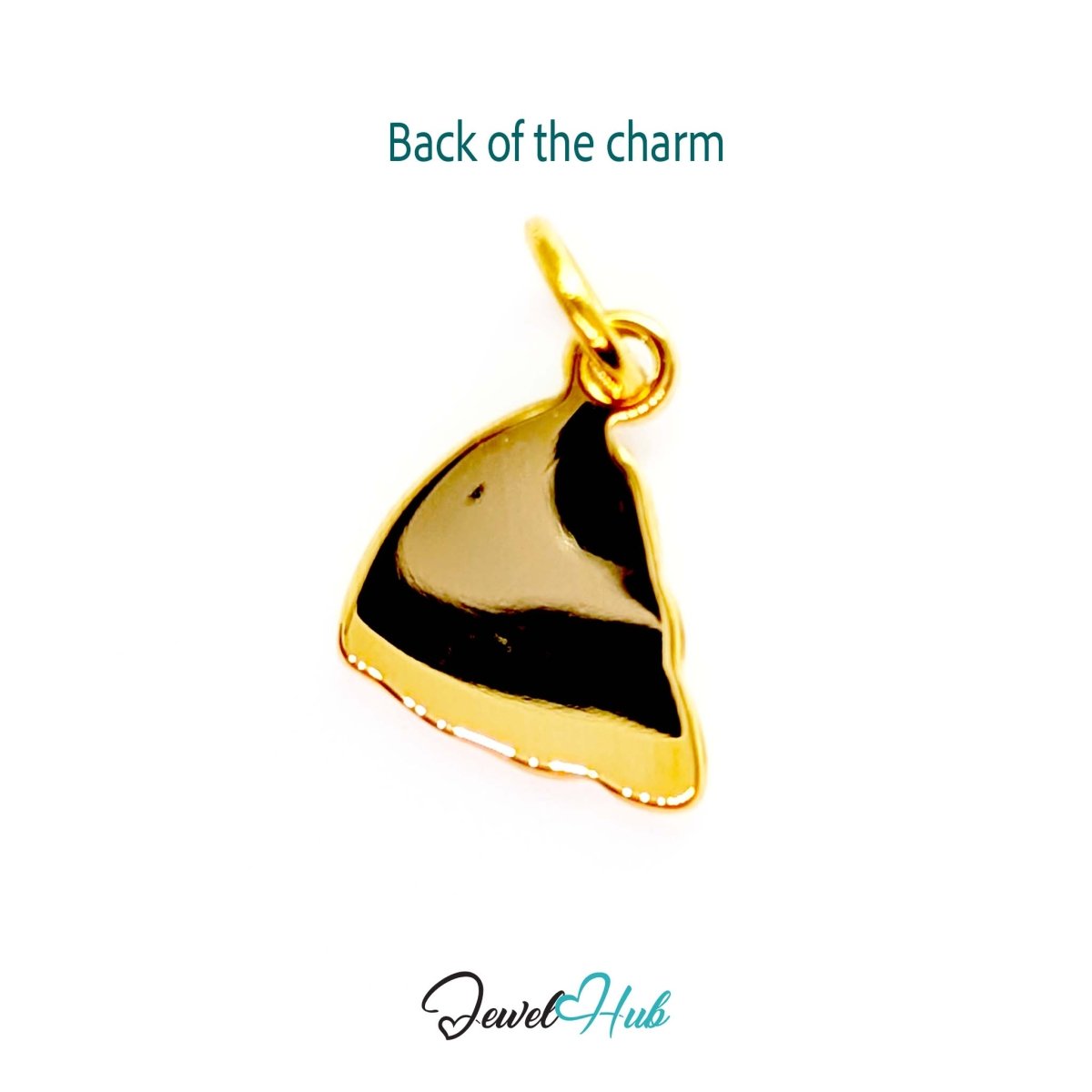 Three topping pizza slice charm in gold stainless steel - reverse - JewelHub