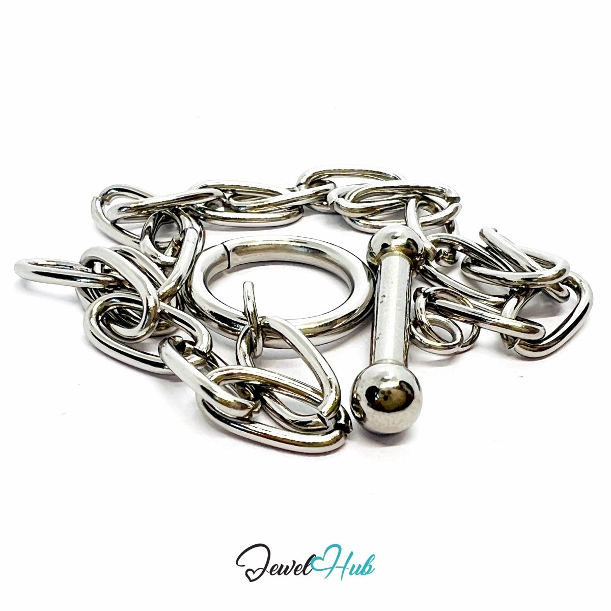 Titanium Steel Paperclip Chain Bracelet – Silvery MiniCharm Base - JewelHub.co.uk