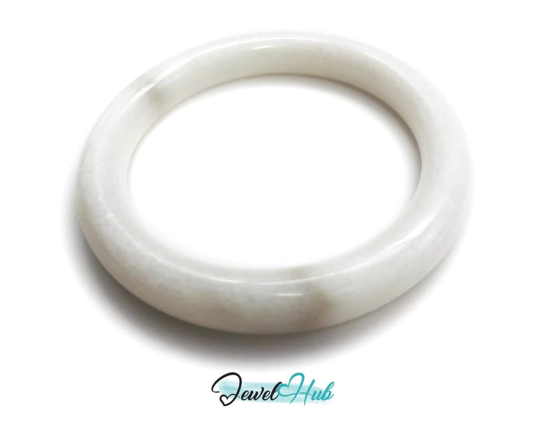 Tranquil Radiance · White Nephrite Jade Bracelet · Healing Gift of Calm and Clarity - JewelHub.co.uk
