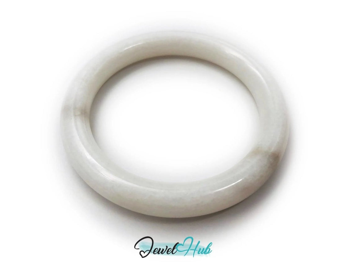 Tranquil Radiance · White Nephrite Jade Bracelet · Healing Gift of Calm and Clarity - JewelHub.co.uk