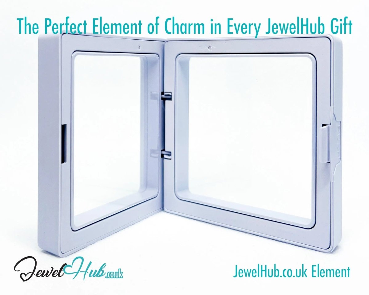Transparent 💫 Display Box (7cm × 7cm) · Floating Frame Design · Plastic Border · Charm Showcase - JewelHub.co.uk