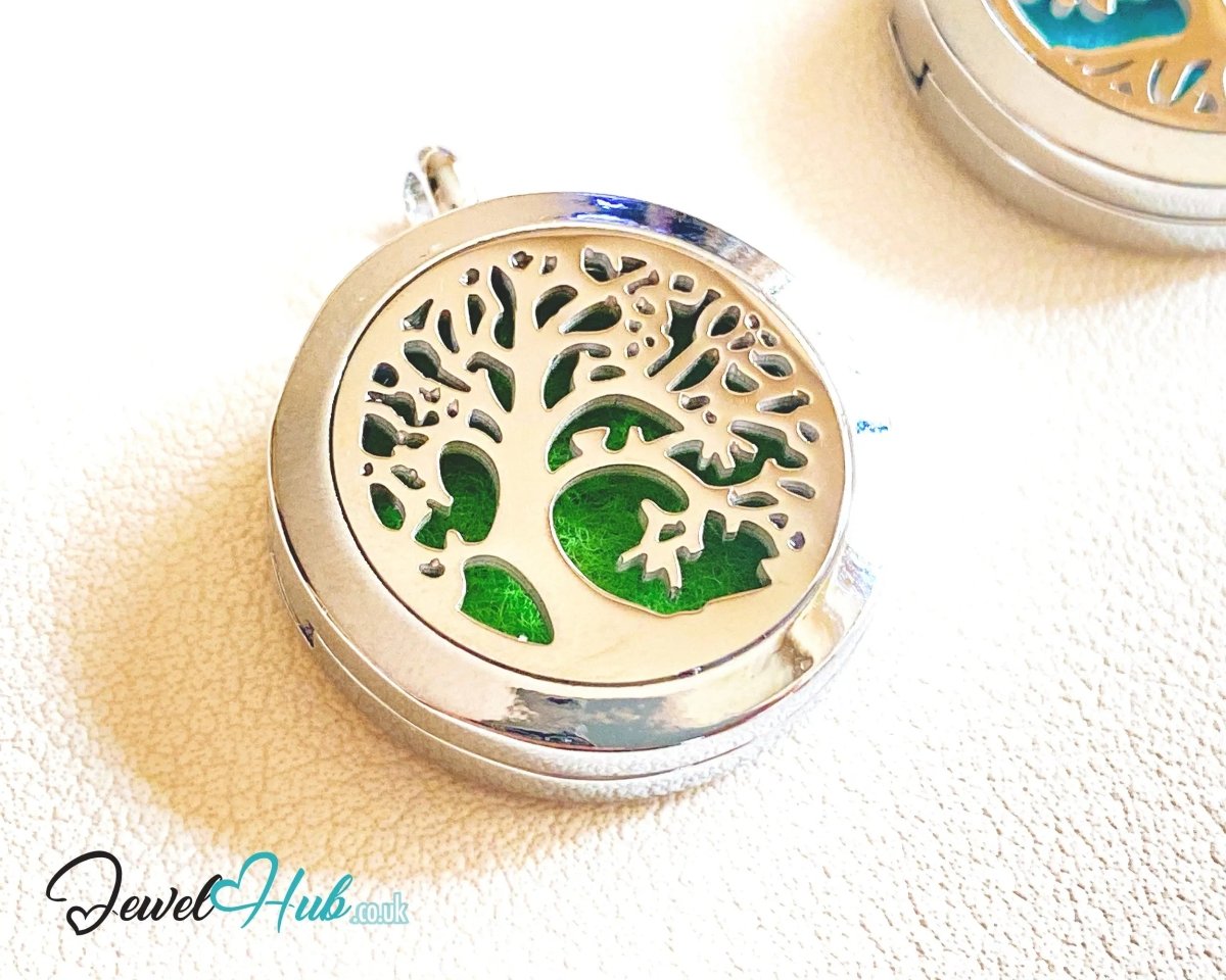 Tree of Wholeness – Stainless Steel Aromatherapy Pendant for Balance & Connection - JewelHub.co.uk