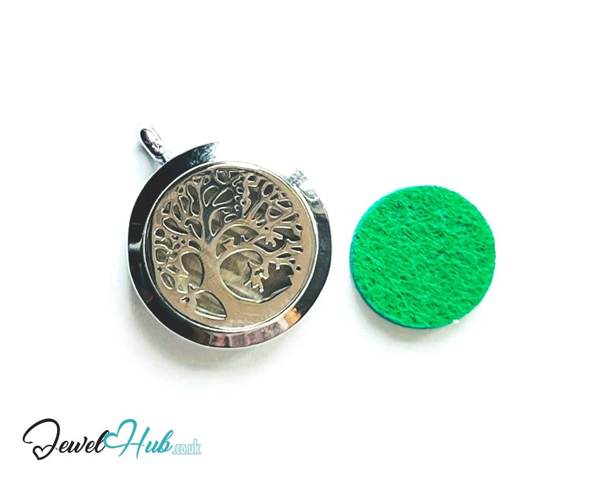 Tree of Wholeness – Stainless Steel Aromatherapy Pendant for Balance & Connection - JewelHub.co.uk