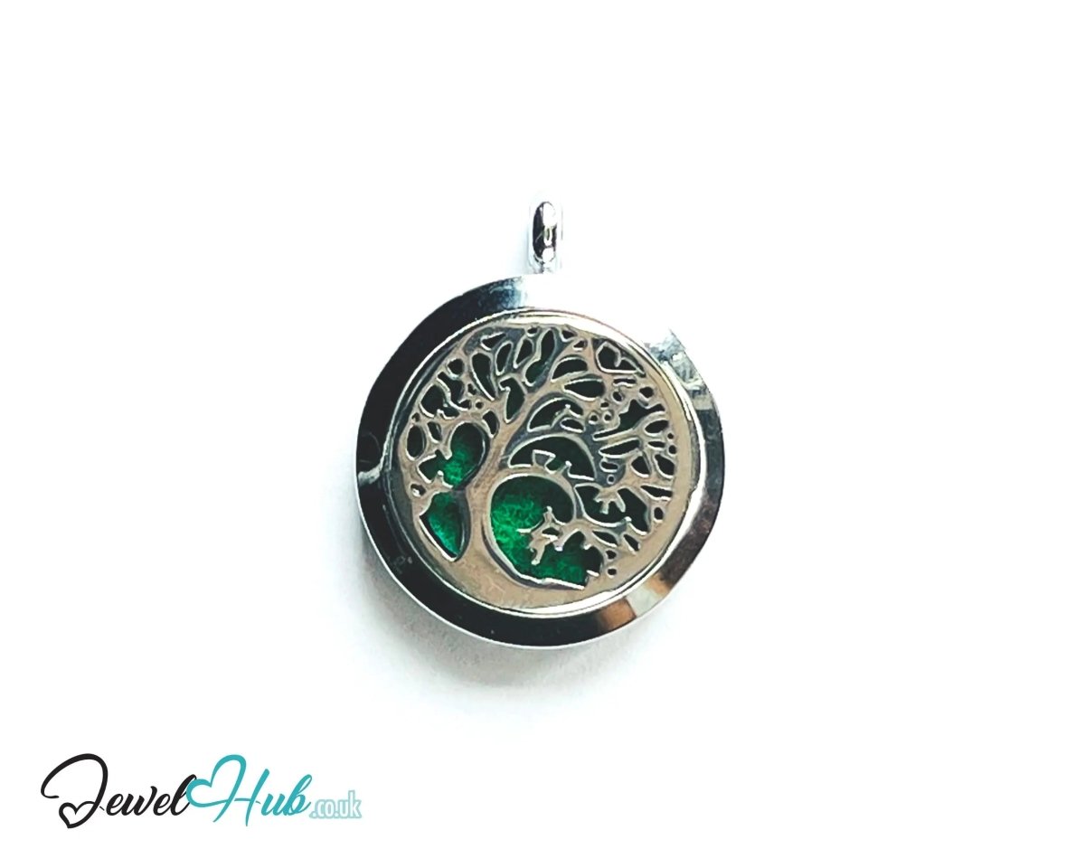 Tree of Wholeness – Stainless Steel Aromatherapy Pendant for Balance & Connection - JewelHub.co.uk