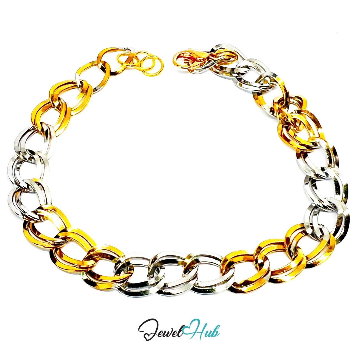 Trendy DuoTone Stainless Steel Interwoven Chain Bracelet – Gold & Silver Gift - JewelHub.co.uk