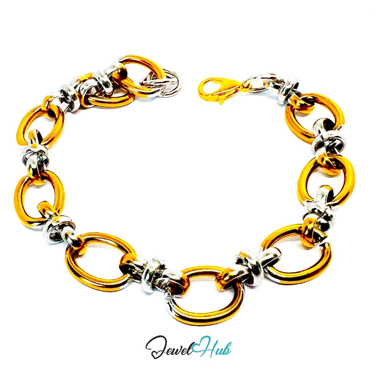 Trendy DuoTone Stainless Steel Knot Bracelet in Gold & Silver - JewelHub.co.uk