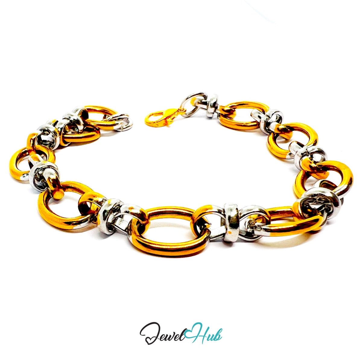 Trendy DuoTone Stainless Steel Knot Bracelet in Gold & Silver - JewelHub.co.uk