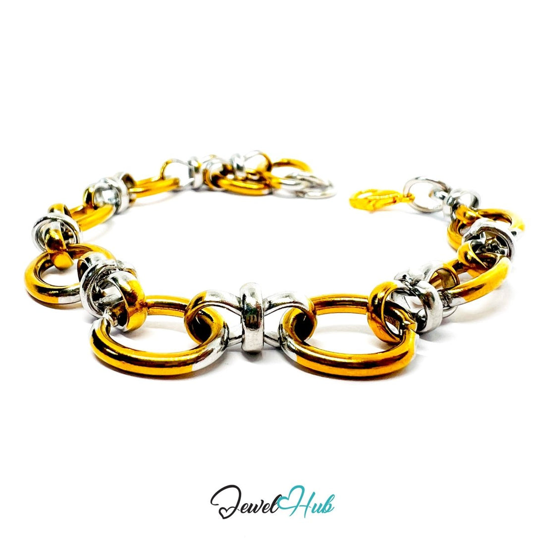 Trendy DuoTone Stainless Steel Knot Bracelet in Gold & Silver - JewelHub.co.uk