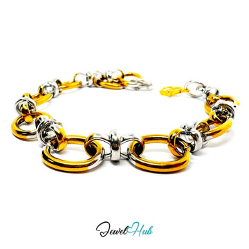 Trendy DuoTone Stainless Steel Knot Bracelet in Gold & Silver - JewelHub.co.uk