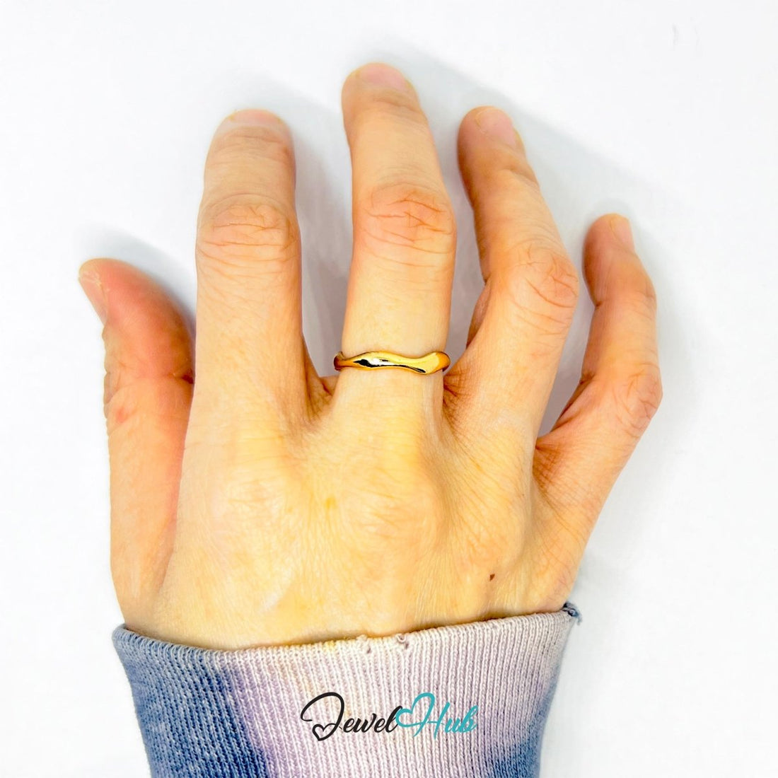 TwinDot Gold - Plated Zinc Ring · Minimalist Dual Band Design - JewelHub.co.uk