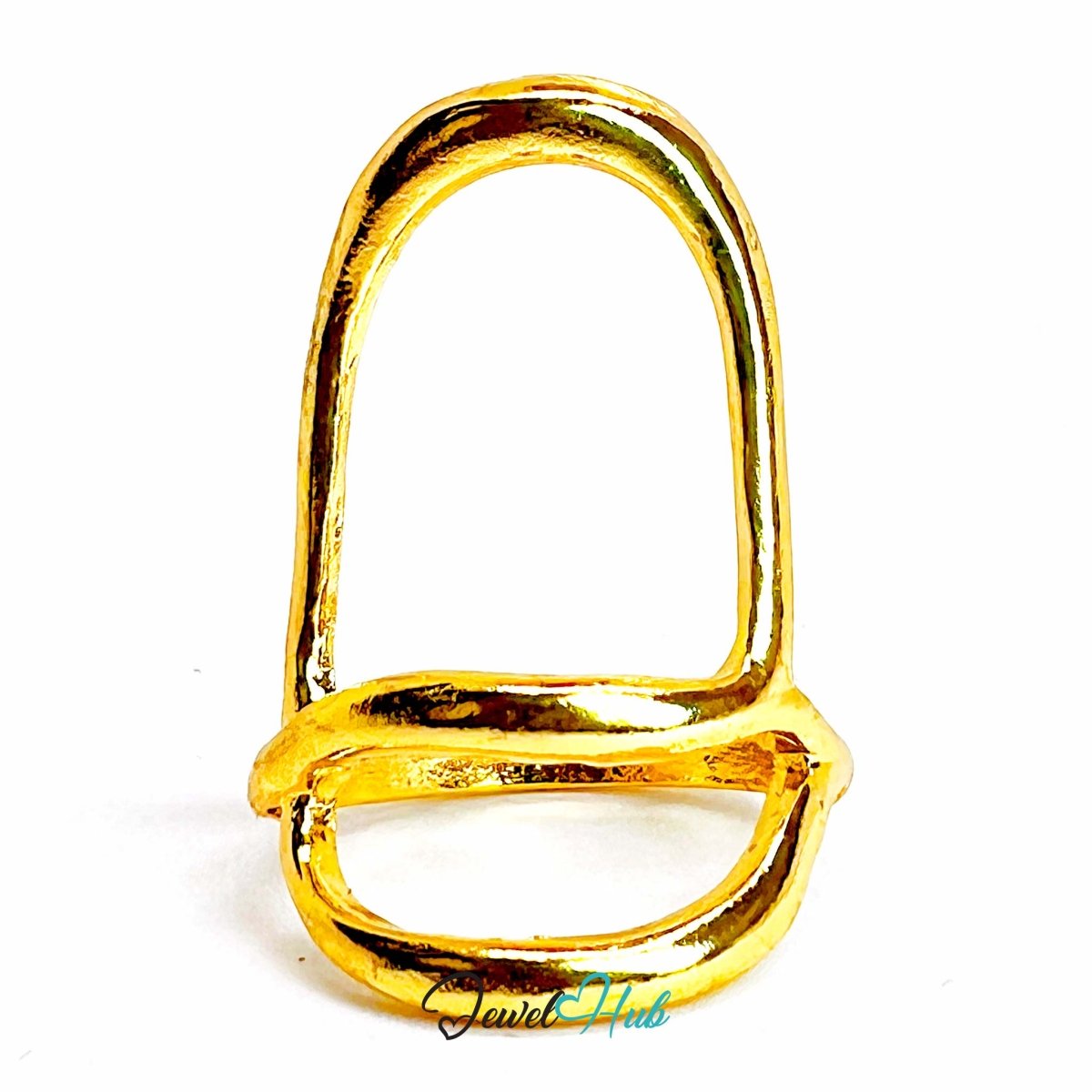 Twisted Loop Gold - Plated Zinc Ring – Sculptural Abstract Band - JewelHub.co.uk