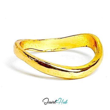 TwistForm Irregular Band Gold Ring · Sculptural Organic Flow - JewelHub.co.uk