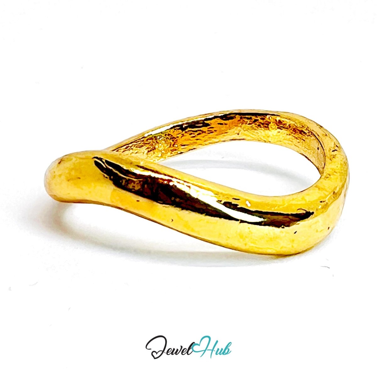 TwistForm Irregular Band Gold Ring · Sculptural Organic Flow - JewelHub.co.uk