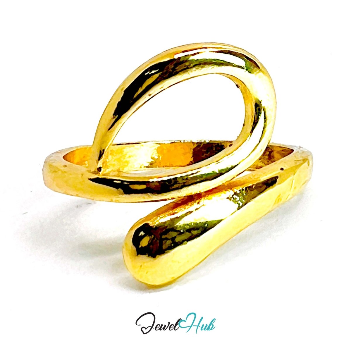 TwistLoop Gold - Plated Zinc Ring · Overlapping Fluid Sculpture - JewelHub.co.uk