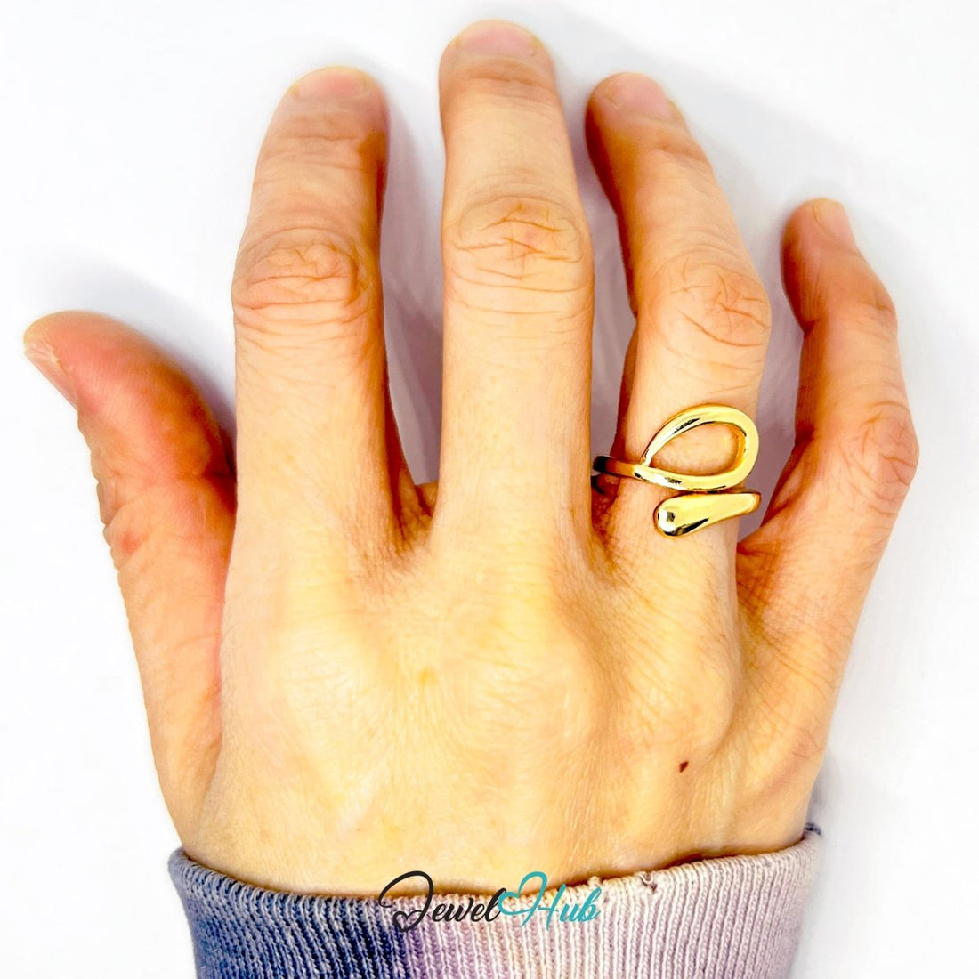 TwistLoop Gold - Plated Zinc Ring · Overlapping Fluid Sculpture - JewelHub.co.uk