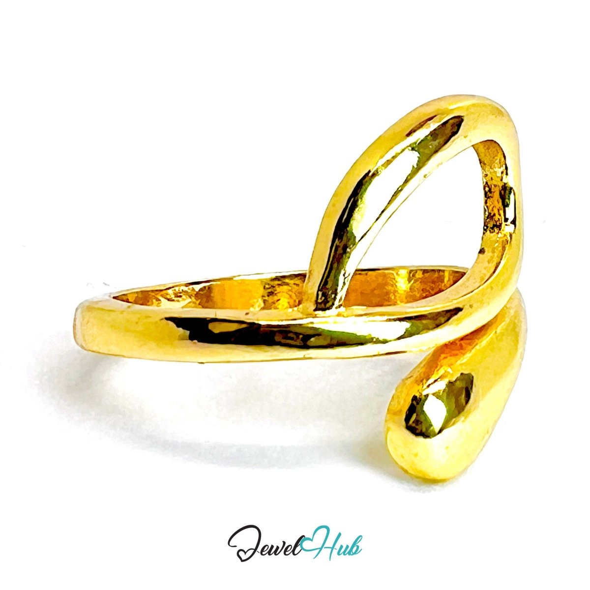 TwistLoop Gold - Plated Zinc Ring · Overlapping Fluid Sculpture - JewelHub.co.uk