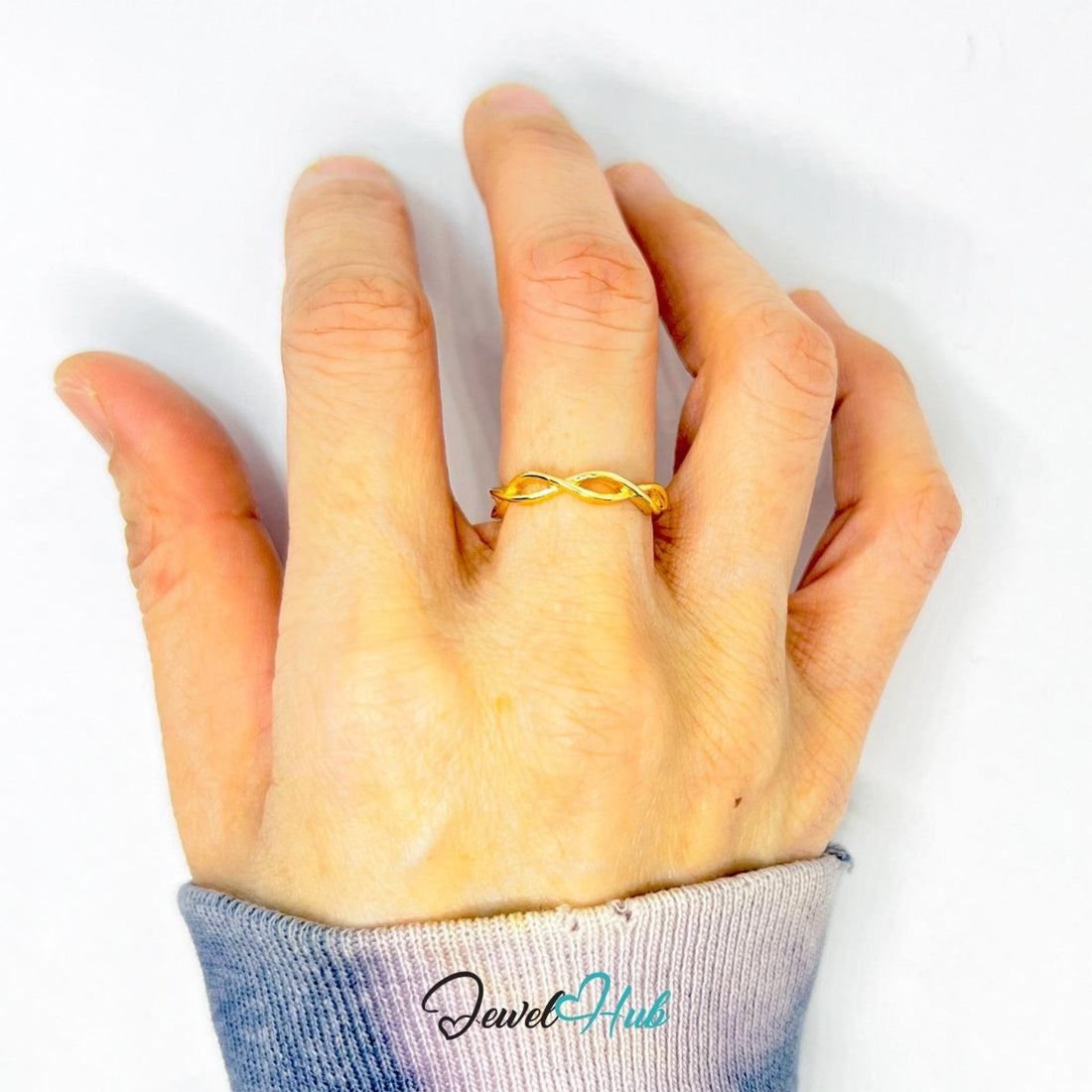 TwistRing Zinc Alloy Gold Band · Braided Rope Stackable Ring - JewelHub.co.uk