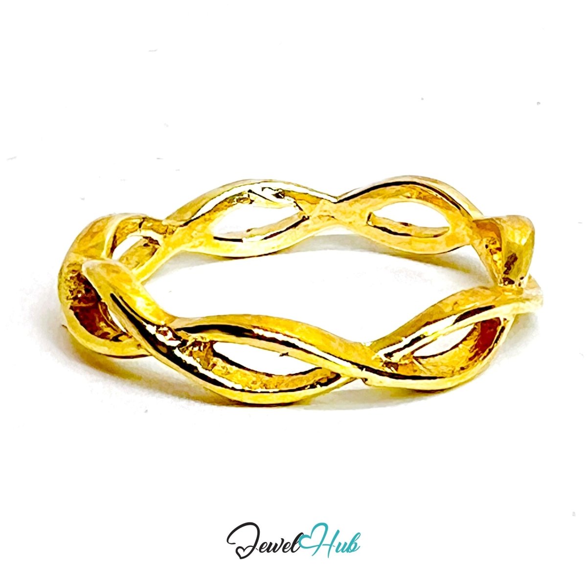 TwistRing Zinc Alloy Gold Band · Braided Rope Stackable Ring - JewelHub.co.uk
