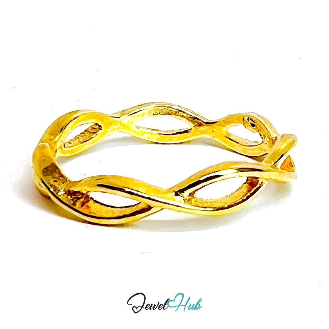 TwistRing Zinc Alloy Gold Band · Braided Rope Stackable Ring - JewelHub.co.uk