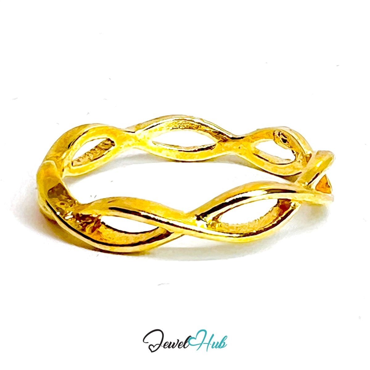 TwistRing Zinc Alloy Gold Band · Braided Rope Stackable Ring - JewelHub.co.uk
