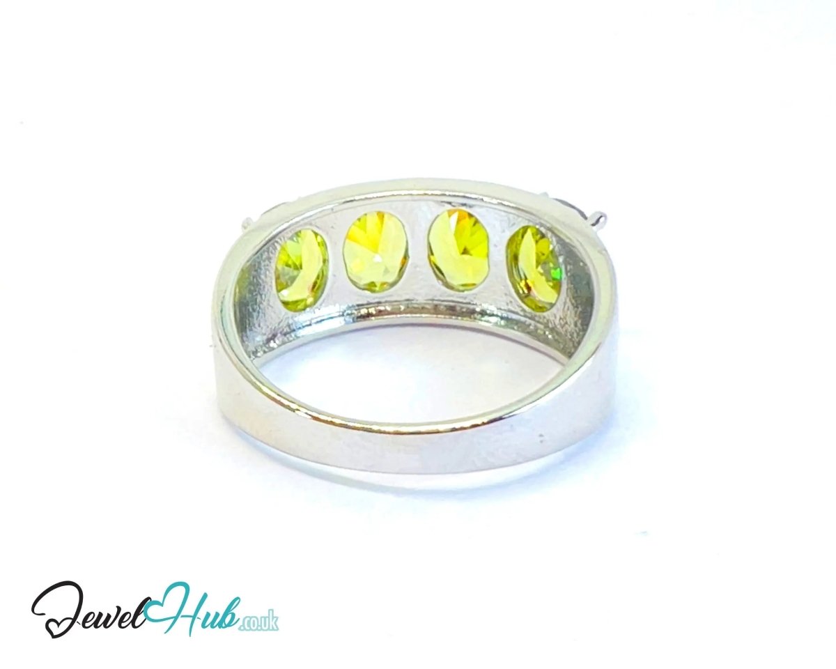 Verdant Crown Ring 🔱 Silver - plated Copper · UK U · US 10.5 · Four Green Gemstones - JewelHub.co.uk