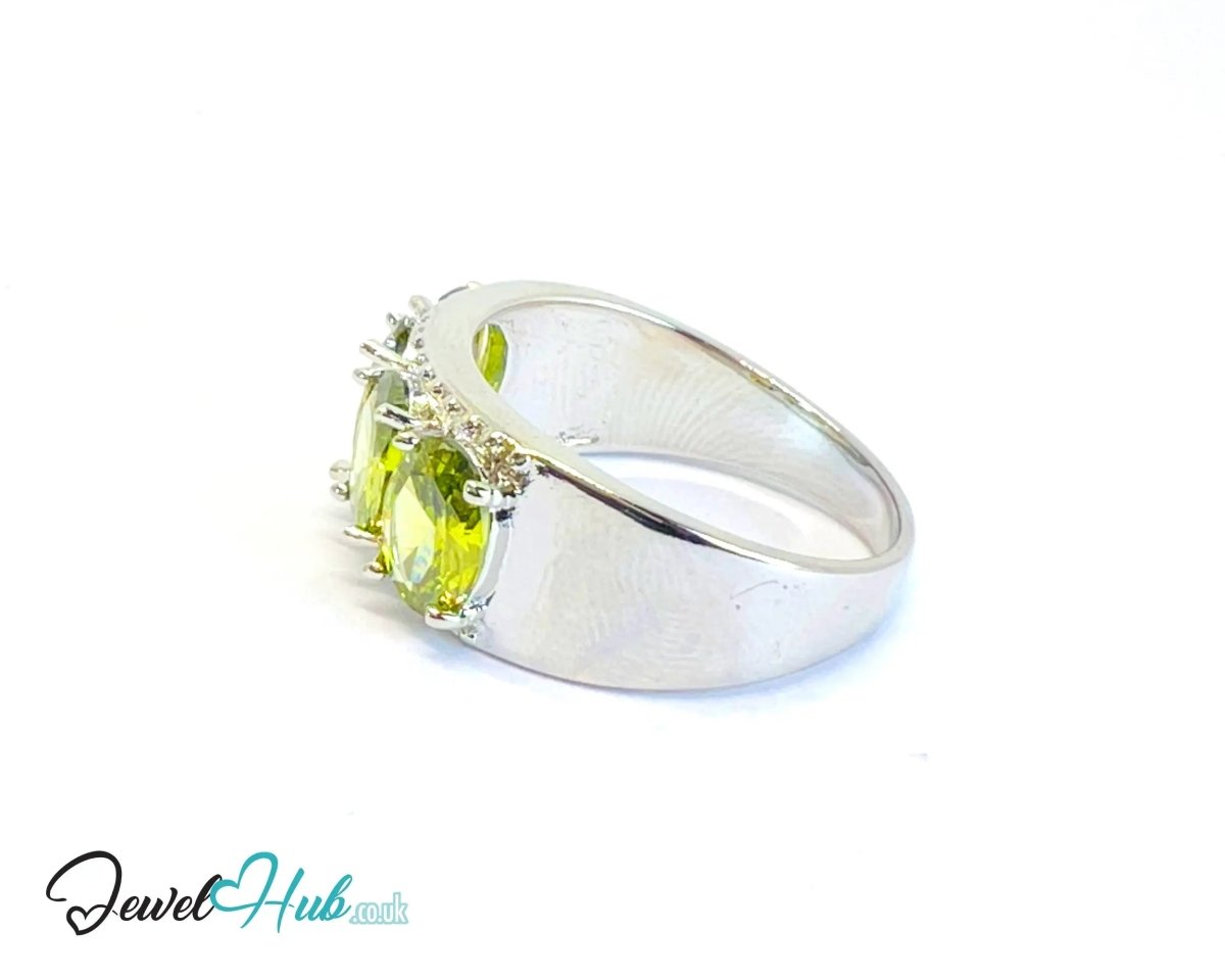Verdant Crown Ring 🔱 Silver - plated Copper · UK U · US 10.5 · Four Green Gemstones - JewelHub.co.uk