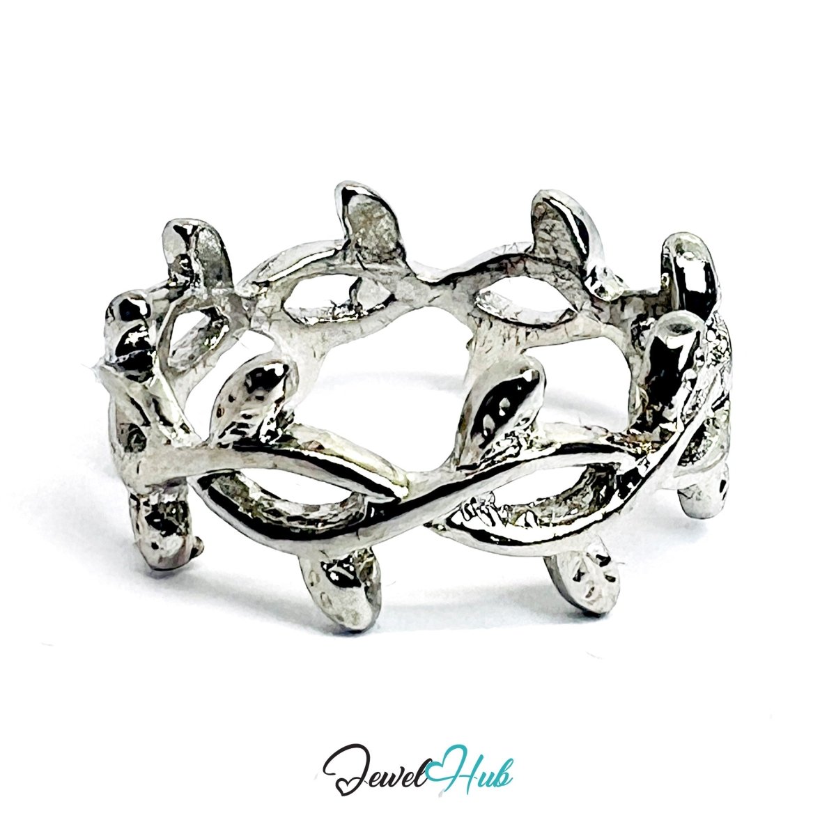 Vine Wrap Ring | Silver‑Tone Zinc Alloy Botanical Band - JewelHub.co.uk