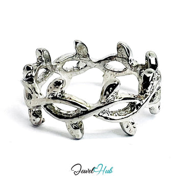 Vine Wrap Ring | Silver‑Tone Zinc Alloy Botanical Band - JewelHub.co.uk