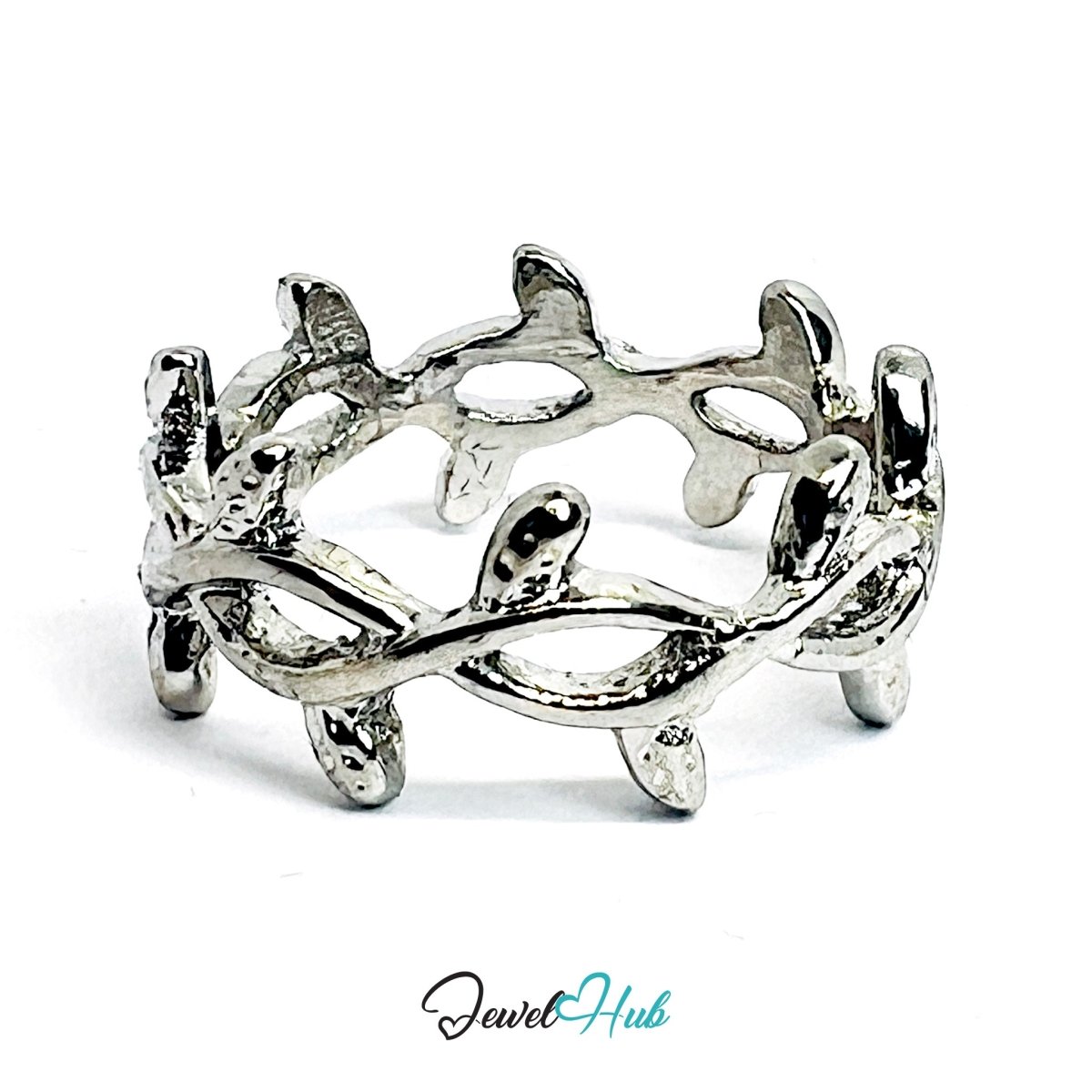 Vine Wrap Ring | Silver‑Tone Zinc Alloy Botanical Band - JewelHub.co.uk