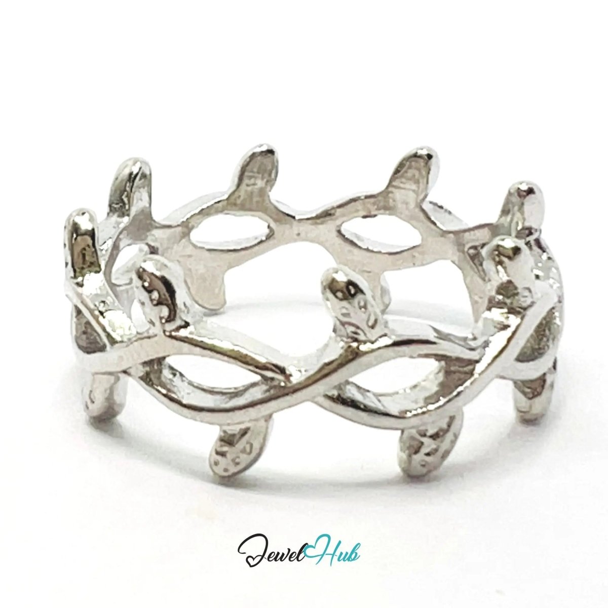 Vine Wrap Ring 🌿 Zinc Alloy · UK P · US 8 · Interwoven Botanical Motif · Lightweight Fashion Jewellery · Silver - Tone Finish - JewelHub.co.uk