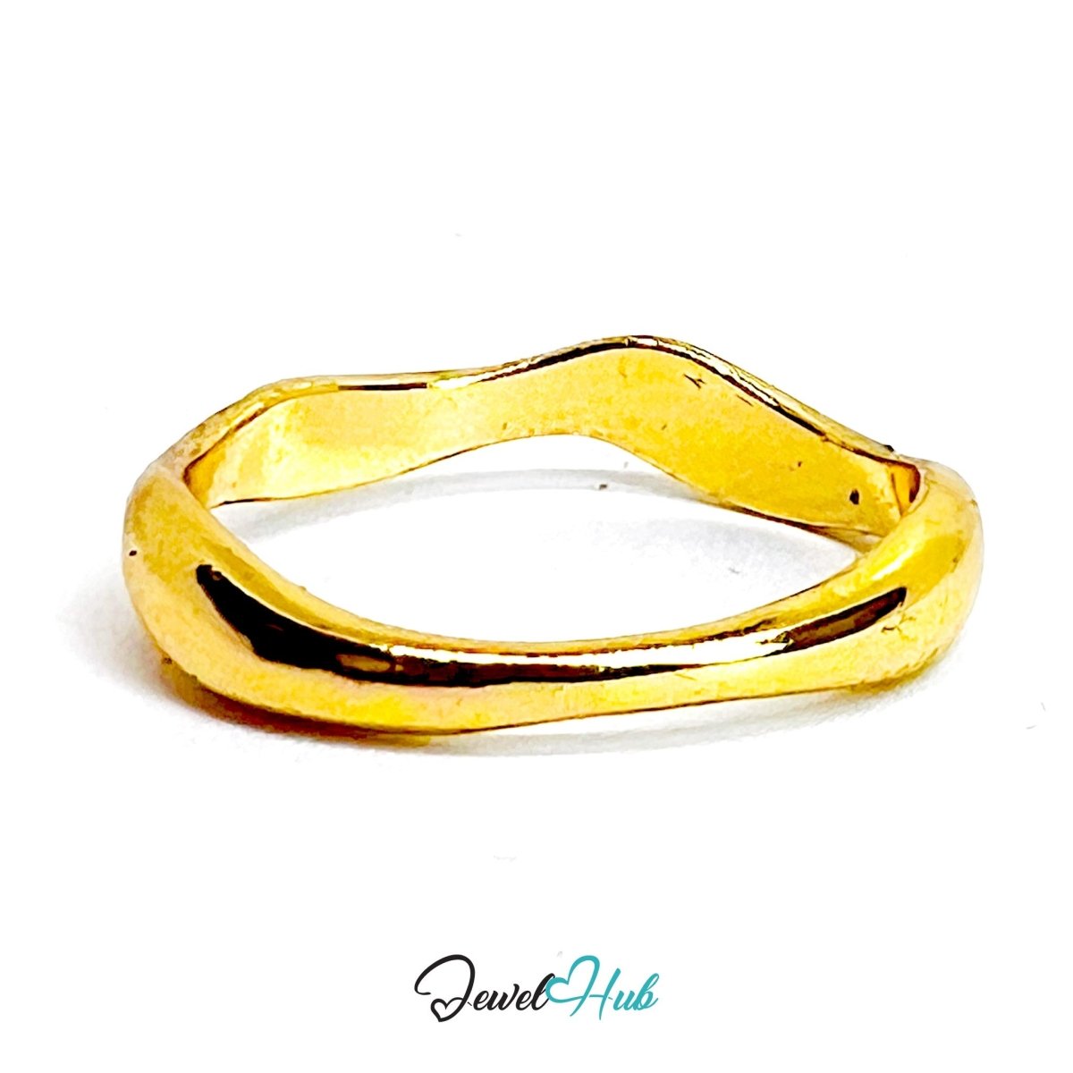 WaveBand Gold - Plated Zinc Ring · Flowing Organic Band Design - JewelHub.co.uk