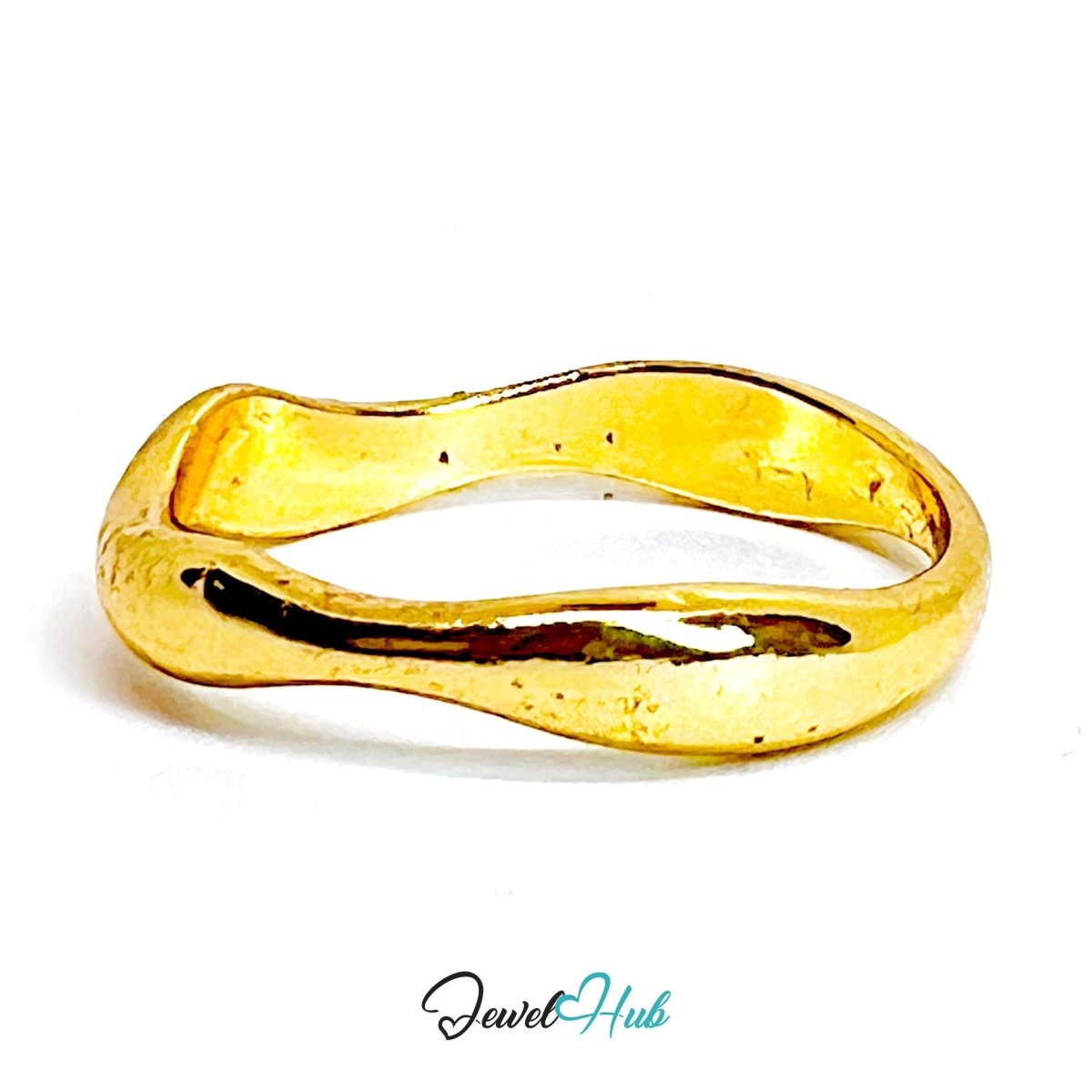WaveBand Gold - Plated Zinc Ring · Flowing Organic Band Design - JewelHub.co.uk