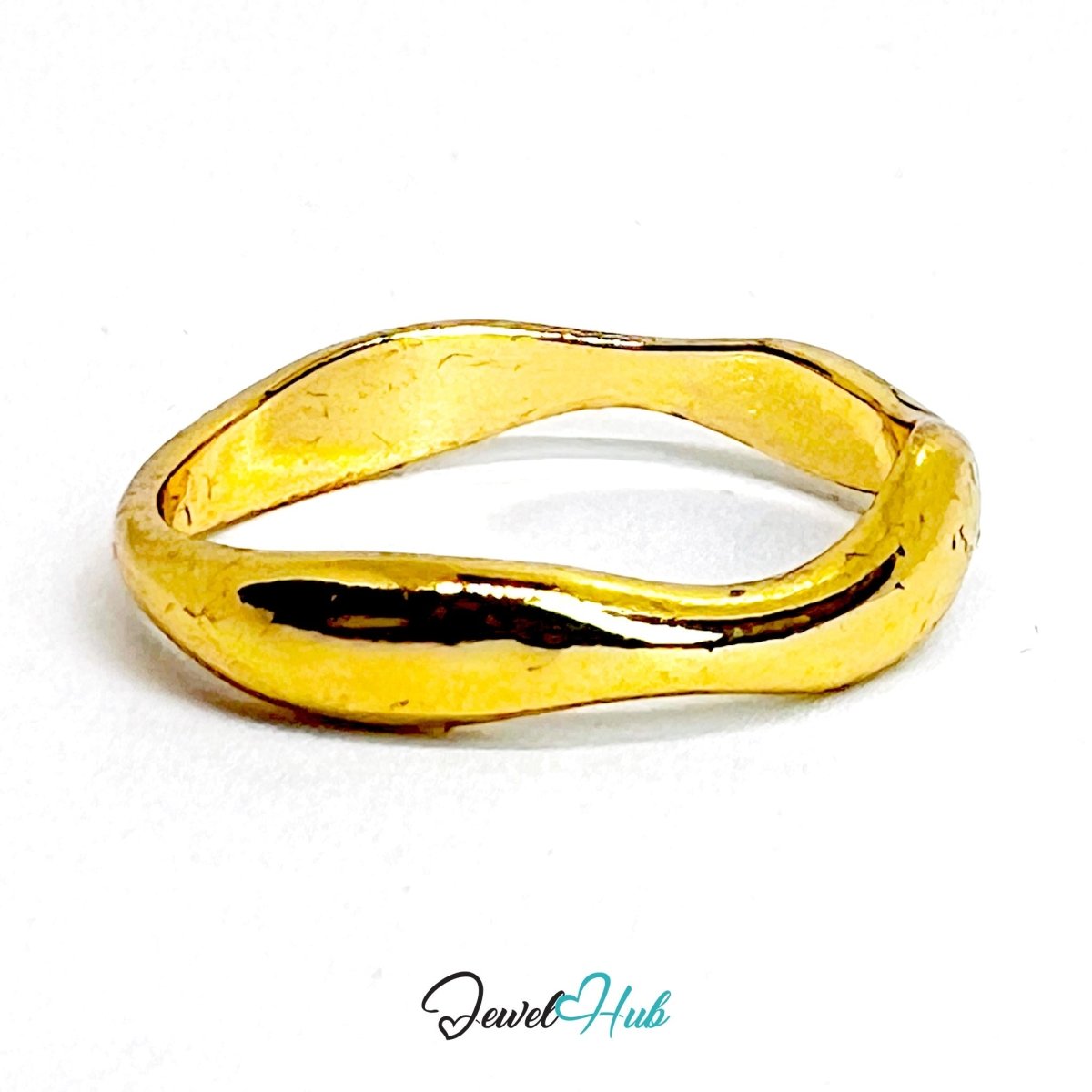 WaveBand Gold - Plated Zinc Ring · Flowing Organic Band Design - JewelHub.co.uk