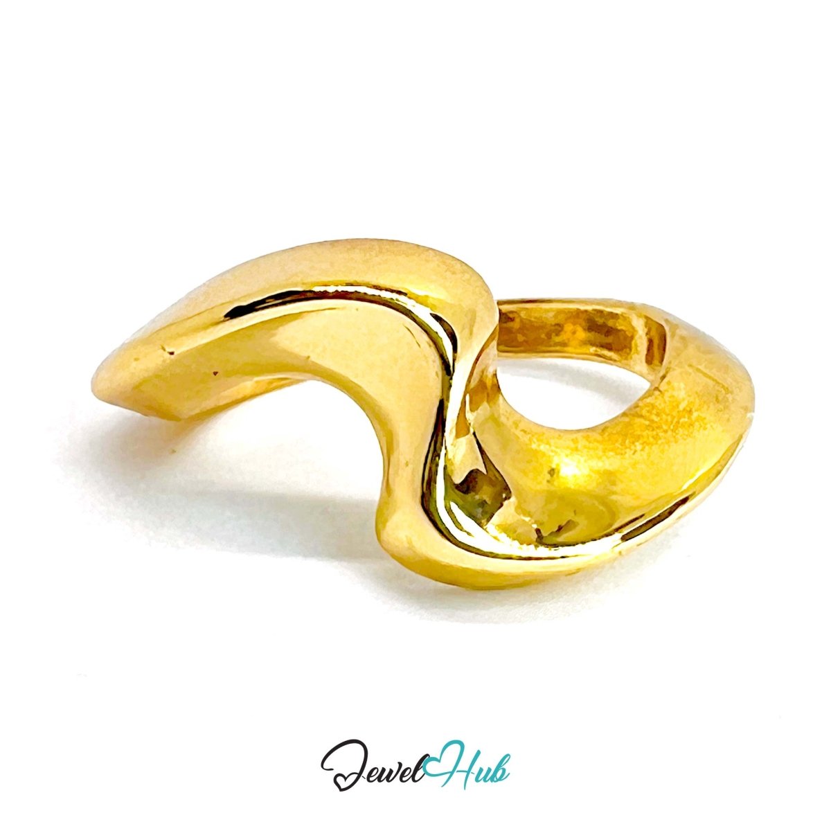 WavyForm Gold - Plated Zinc Ring · Fluid Abstract Sculpture Band - JewelHub.co.uk