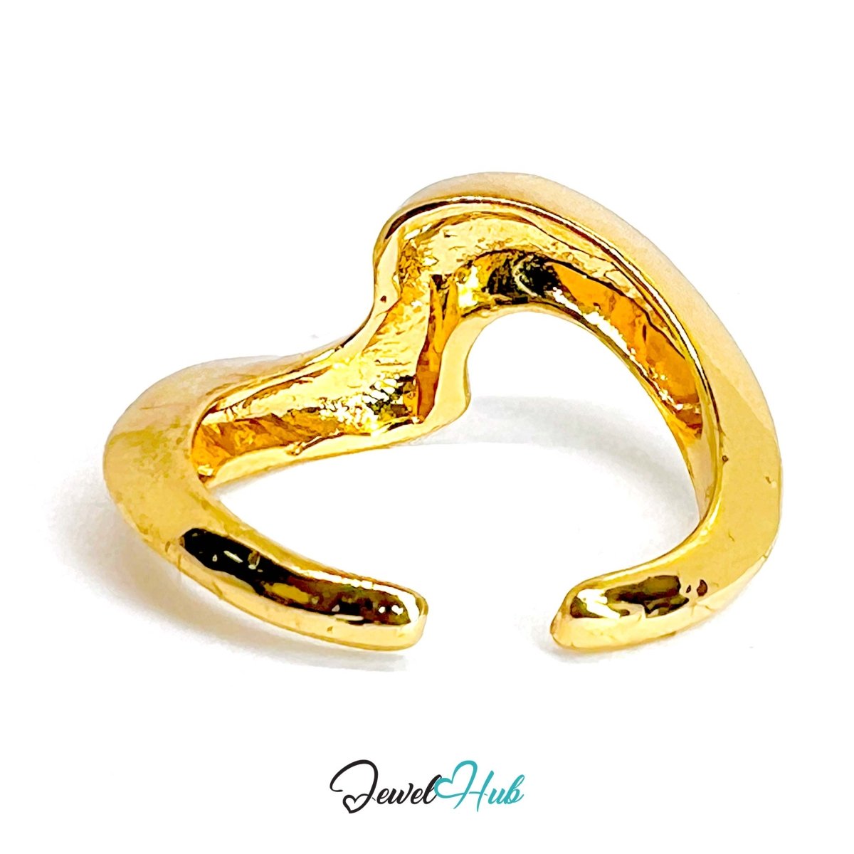 WavyForm Gold - Plated Zinc Ring · Fluid Abstract Sculpture Band - JewelHub.co.uk