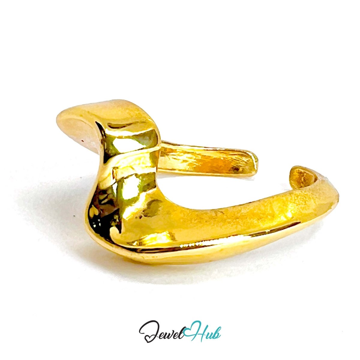 WavyForm Gold - Plated Zinc Ring · Fluid Abstract Sculpture Band - JewelHub.co.uk