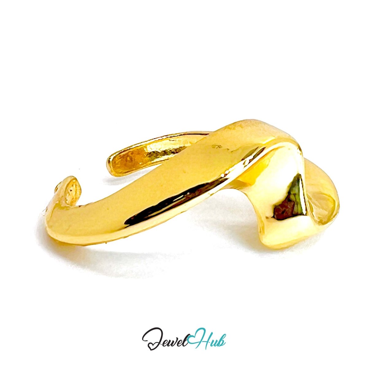 WavyForm Gold - Plated Zinc Ring · Fluid Abstract Sculpture Band - JewelHub.co.uk