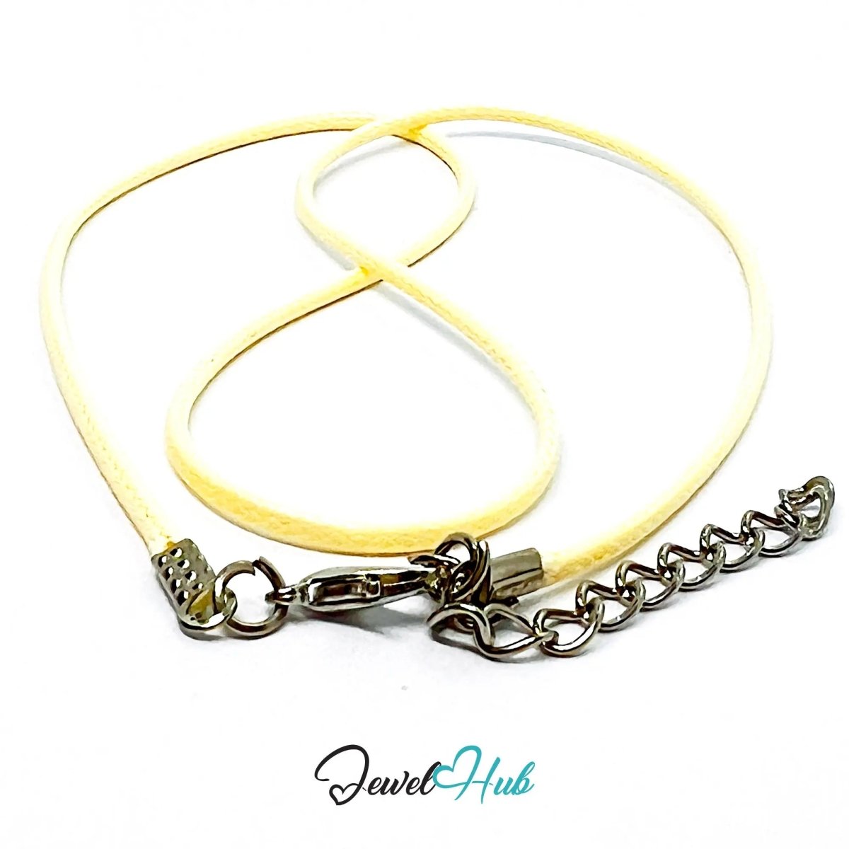 White Faux Leather Cord Necklace – 40cm Layering Base (Silver Clasp) - JewelHub.co.uk